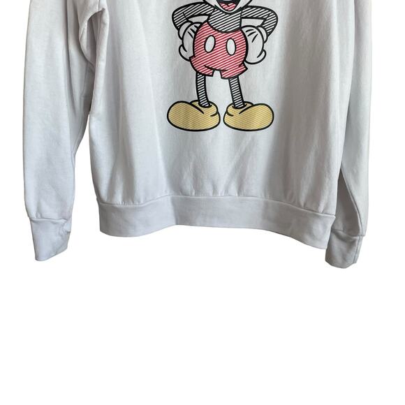 Disney Sweatshirt Juniors 19 2X White Fleece Mickey Mouse Graphic Sketch Cozy - Picture 7 of 10